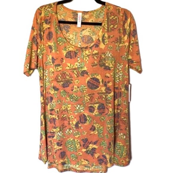 LuLaRoe Perfect T Large Baby Doll Tunic Top Whimsical Floral Artsy Bohemian - Picture 1 of 2